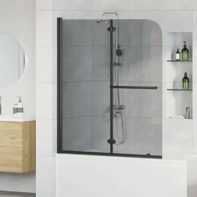 vidaXL Încărcare duș Negru 120 x 140 cm Sticlă ESG și aluminiu