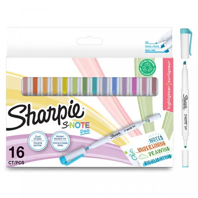 Marker permanent 0.9mm varf rotund, 16culori/set, Sharpie S-Note Duo