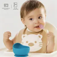 Castron din silicon cu ventuza antiderapanta, BPA free 6+ luni KidsCenter albastru