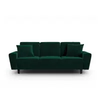 Canapea verde extensibilă, cu spațiu de depozitare cu tapițerie din catifea 235 cm Kyoto – Cosmopolitan Design