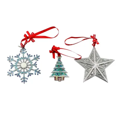 Set cadou Bailey & Brooke, 3 decorațiuni metalice elegante de Crăciun