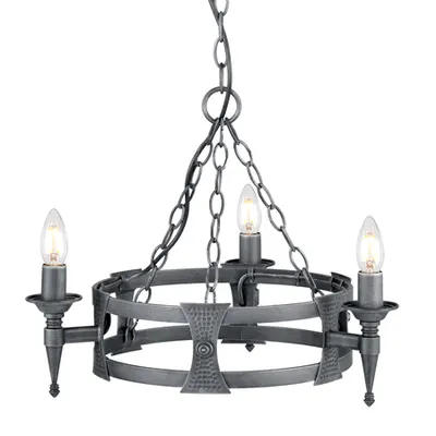 Corp de iluminat suspendat, lustra Saxon 3 Light Chandelier – Black/Silver