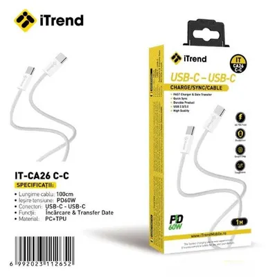 Cablu Date Incarcare Telefon Itrend Ca 26 Tip C Tip C 1 Metru 60w
