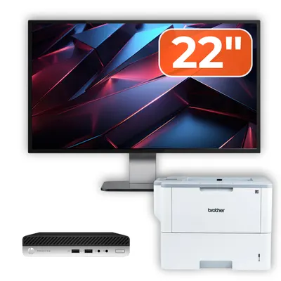 Pachet Calculator Second Hand HP ProDesk 400 G4 Mini PC, Intel Core i3-8100T 3.40GHz, 8GB DDR4, 256GB SSD + Monitor 22" & Imprimanta Brother HL-L6300DW