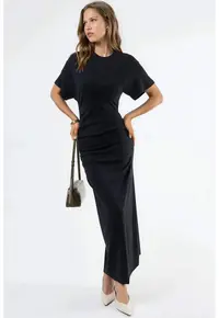 Rochie Midi Bodycon - Negru - modal/bumbac/elastan
