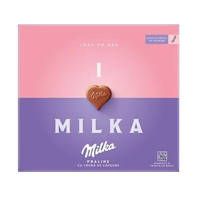Praline I Love Milka cu capsuni, 120g Engros