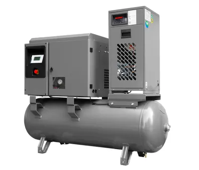 Compresor de aer profesional cu surub, cu invertor si uscator de aer - 3.7kW, 400 L/min, 10bari - Rezervor 300 litri - Falke-FFTG-3.7-300L-10b-230VCOMBO
