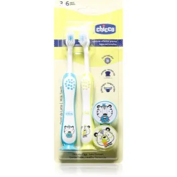 Chicco Toothbrush Set 3-6 y+ periuță de dinți pentru copii, cu suport Tiger-Panda
