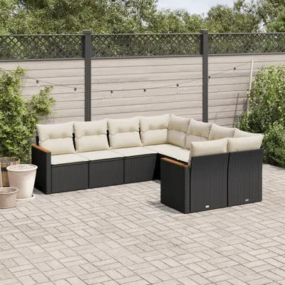 Gossi set mobilier de gradina cu perne, 8 piese, negru, poliratan