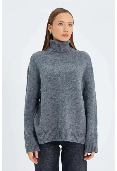 Pulover dama - tricot - gri inchis