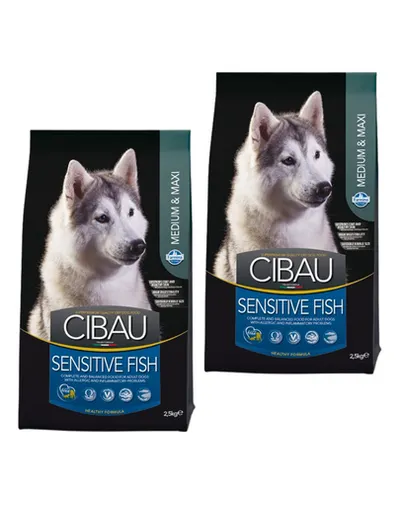 CIBAU Sensitive Adult Medium/Maxi Fish 2x12 kg + 2 kg hrană câini adulți talie medie și mare, cu pește