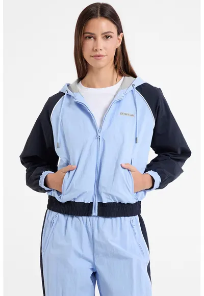 Jacheta cu gluga si maneci raglan - Albastru deschis