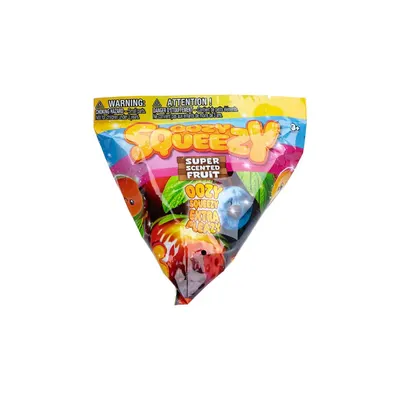 Jucarie surpriza Oozy Squeezy Squishy senzorial in forma de fruct, moale si parfumat