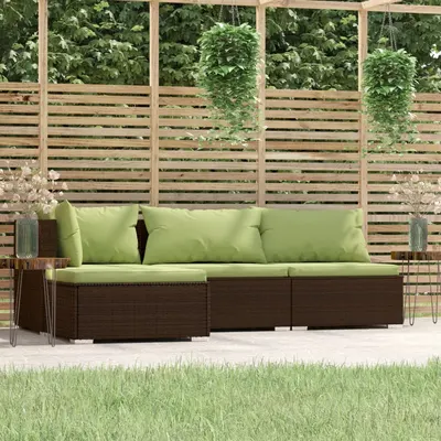Gossi set mobilier de gradina cu perne, 4 piese, maro, poliratan