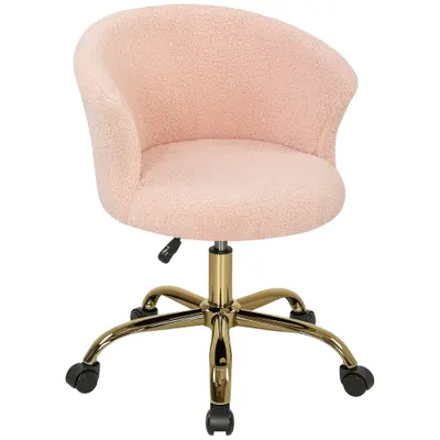 Vinsetto Fotoliu de birou, fotoliu ergonomic reglabil în înălțime, șezut rotativ, picior din oțel, roz | Aosom Romania