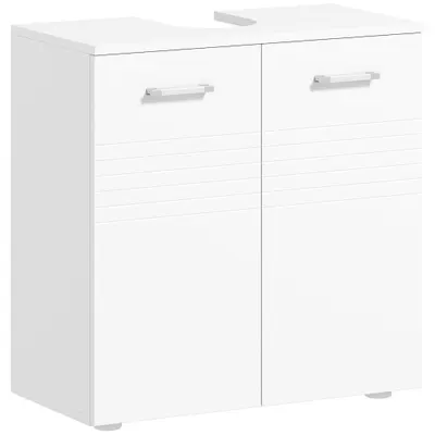 Mobilier Baie Subchiuvetă Kleankin cu 2 Uși, Spațiu de Stocare Eficient, din Lemn, Alb, 60x30x62.5cm | Aosom Romania