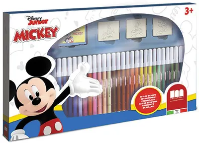 Creative Multiprint Set - Mickey Mouse, 3 ștampile și 36 de pixuri
