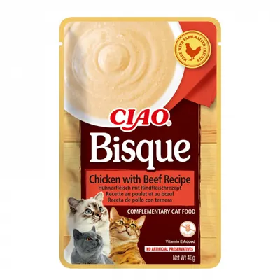 Hrana umeda pentru pisici Ciao Bisque cu pui vita 40 gr