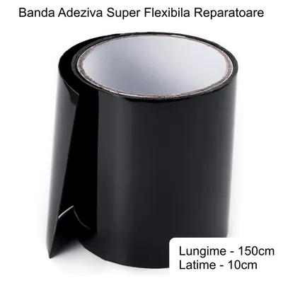 Banda Lata, Super Adeziva, Latime 10cm, Lungime 150cm, Negru Engros