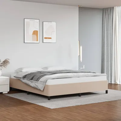 vidaXL Cadru de pat fără saltea, cappuccino, 160x200 cm, piele ecologică