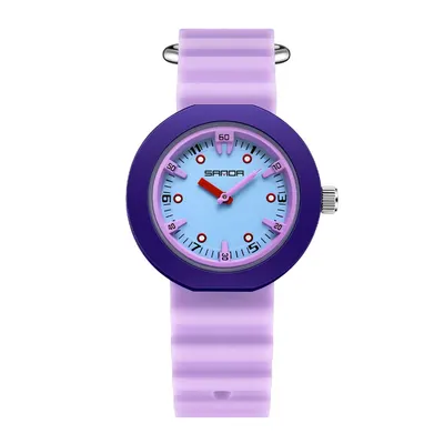 Ceas Copii Sanda 9108 Mov - Design Fashion, Analog, Rezistent la Apă 3ATM