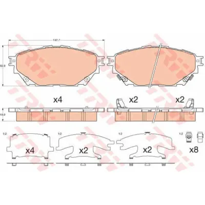 Set placute frana, frana disc TRW GDB3611