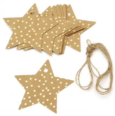 Etichete din carton Em Art - Stea, 8.5 x 8.5 cm (12 buc.)