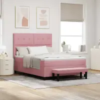vidaXL Pat cu arcuri cu headboard Roz 200 x 160 cm Catifea