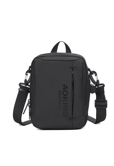 Geanta crossbody unisex cu logo - Negru