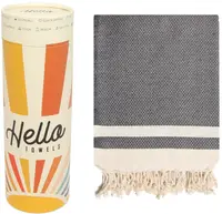 Prosop de plajă în cutie Hello Towels - New Collection, 100 x 180 cm, 100% bumbac, negru
