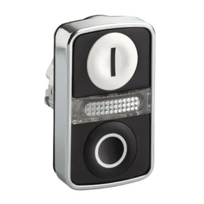 Cap Buton dublu Luminos Alb Incastrat/Negru Incastrat Ø22 cu Marcaj