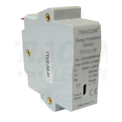 Element modular, descarcator de supratensiune, AC, clasa 2 TTV2-10-M 230 V, 50 Hz, 5/10 kA (8/20 us), 1P