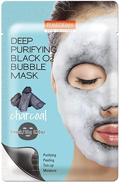 Purederm Mască facială foaie Deep Purifying Black O2 Bubble, 20 ml