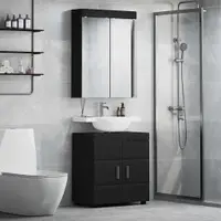 vidaXL Set de mobilier pentru baie TULUM 2 buc. Negru 60 x 34 x 63 cm