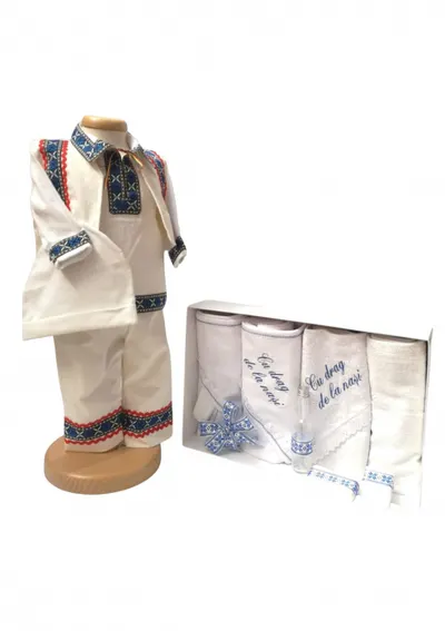 Set Botez Traditional Adi 4 a, 2 piese costumas traditional si trusou brodat