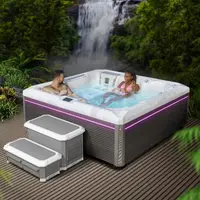 Minipiscina jacuzzi 6 persoane, alb-lucios, 43 jeturi, Infinity jets, LED, 215 215 cm, Wellis Atlas Life Essential
