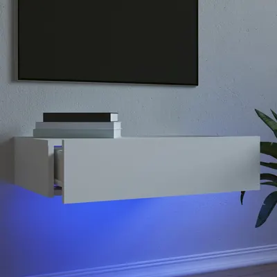 vidaXL Dulap TV cu lumini LED, alb, 60x35x15,5 cm