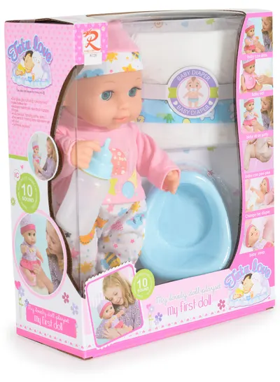 Păpușă-bebe care face pipi Moni Toys - Bluză roz, 31 cm