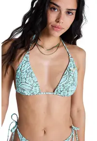 Sutien de baie halter cu model paisley Wildside - Verde