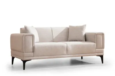 Canapea fixa HORIZON, 2 locuri, ecru, 170x85x77 cm