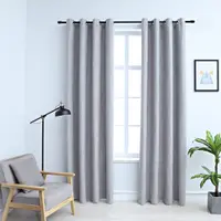 Gossi draperii opace cu inele metalice, 2 buc., gri, 140 x 245 cm