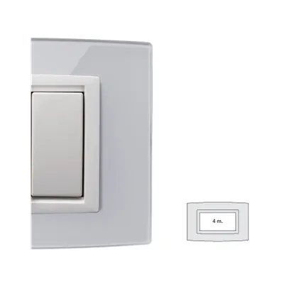 Placa Vitra sticla gheata, 4 module, mod comanda alb