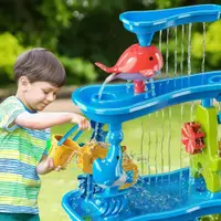 Set mare de joaca 2in1 cu apa si nisip Matadi Water Toy,3 nivele,jucarii incluse,margini rotunjite,moara de apa,stropitoare,dimensiune 59x59x76 cm