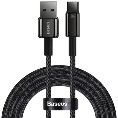 Cablu alimentare si date Baseus CAWJ000001 Fast Charging USB la USB Type-C 100W nailon 1m negru