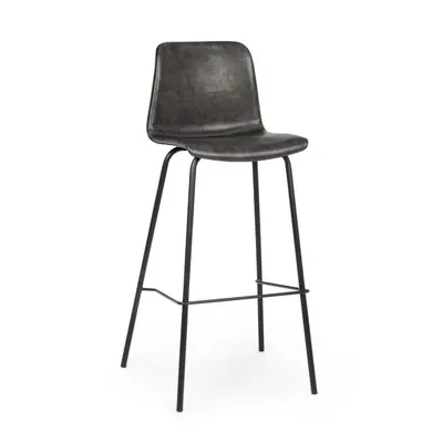 Scaun de bar gri închis tapițat (înălțime șezut 75 cm) Kyra – Bizzotto
