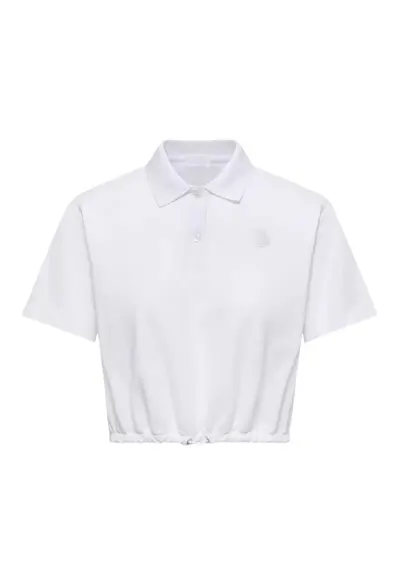 Tricou femei - Cropped Cotton Piquet Polo - Alb