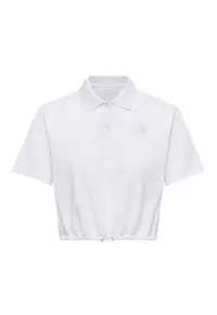 Tricou femei - Cropped Cotton Piquet Polo - Alb