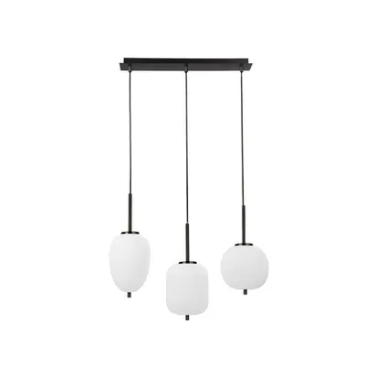 Lampa suspendata LATO Negru Metal & Opal Sticla Negru Fabric Wire LED E14 3x5W 230V IP20 Fara bec