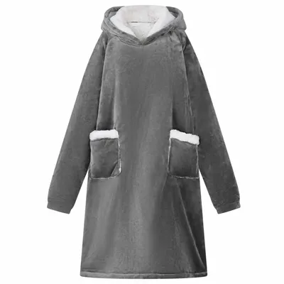 vidaXL Hanorac pătură Gri închis L Fleece și Flanel