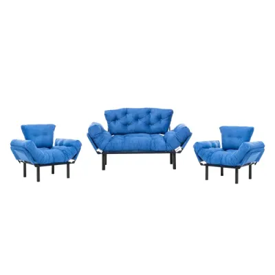 Set NITTA 2-1-1, canapea extensibila 3 locuri si 2 fotolii extensibile, albastru